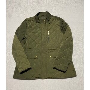 Old Navy Quilted Jacket Olive Green Full Zip Pockets Women's Size‎ L